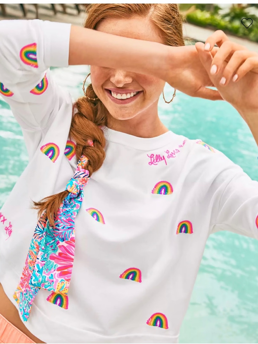 Lilly Pulitzer Sheridan Sweatshirt Pride Palette Embroidered Rainbow Love Size M